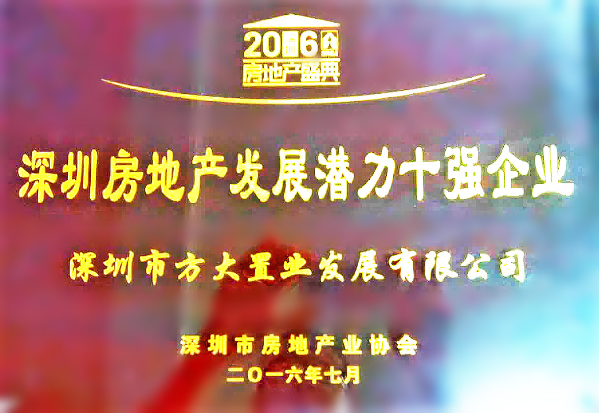 2016 深圳房地产发展潜力十强企业