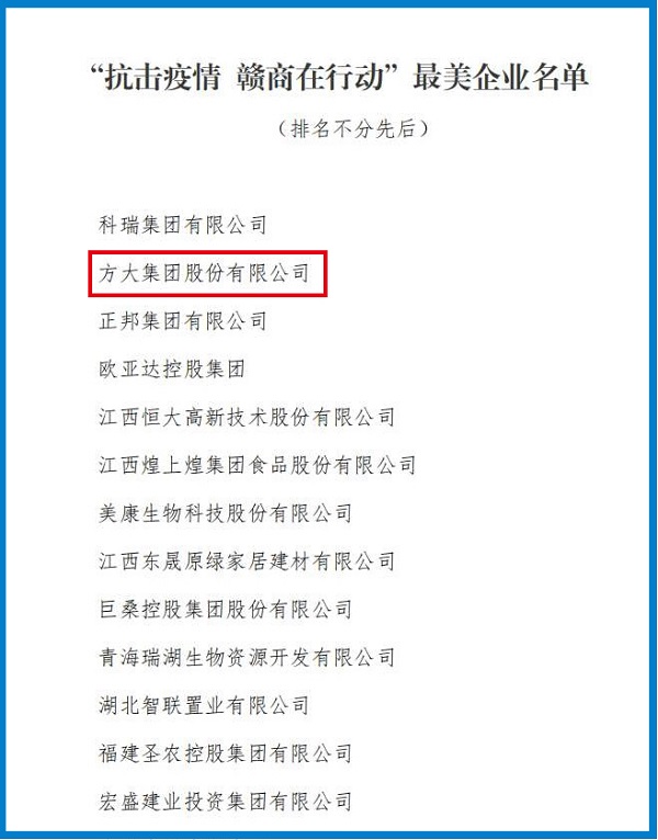 2020.08.12 南宫28ng相信品牌力量集团荣获“抗击疫情 赣商在行动”最美企业称号